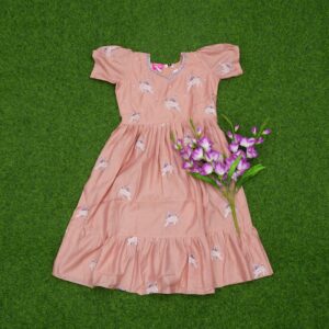 29 570 Peach Color Figurine Printed Traditional Anarkali Designer Long Frock