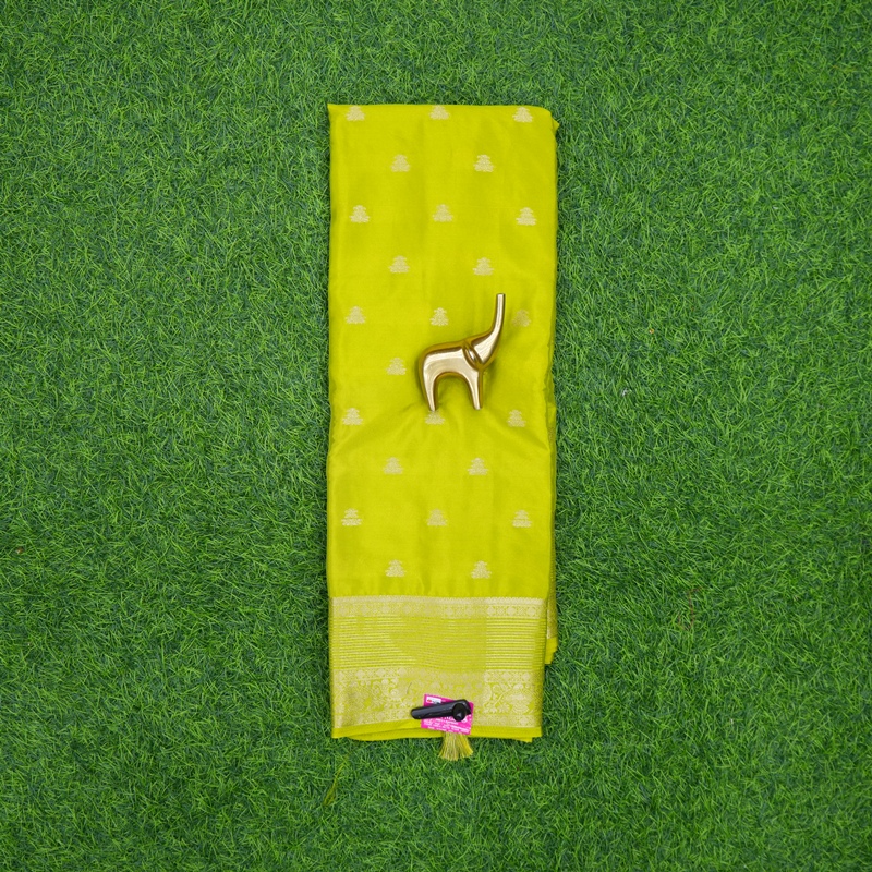 Parrot Green Color Traditional Butta Motifs Banarasi Fancy Saree
