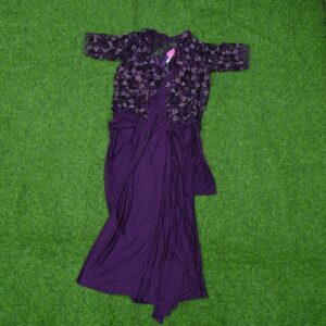 3 2400 Wine Color Ready-to-Wear Indo-Western Saree with Embroidered Jacket