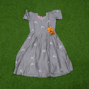Grey Color Figurine Printed Traditional Anarkali Designer Long Frock