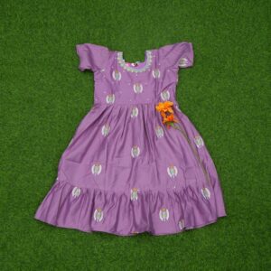 Purple  Color Geometric Motif Printed Designer Long Frock