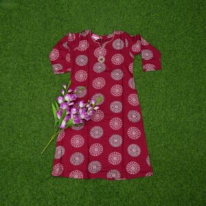 Maroon Color Circular Mandala Geometric Print Designer Top