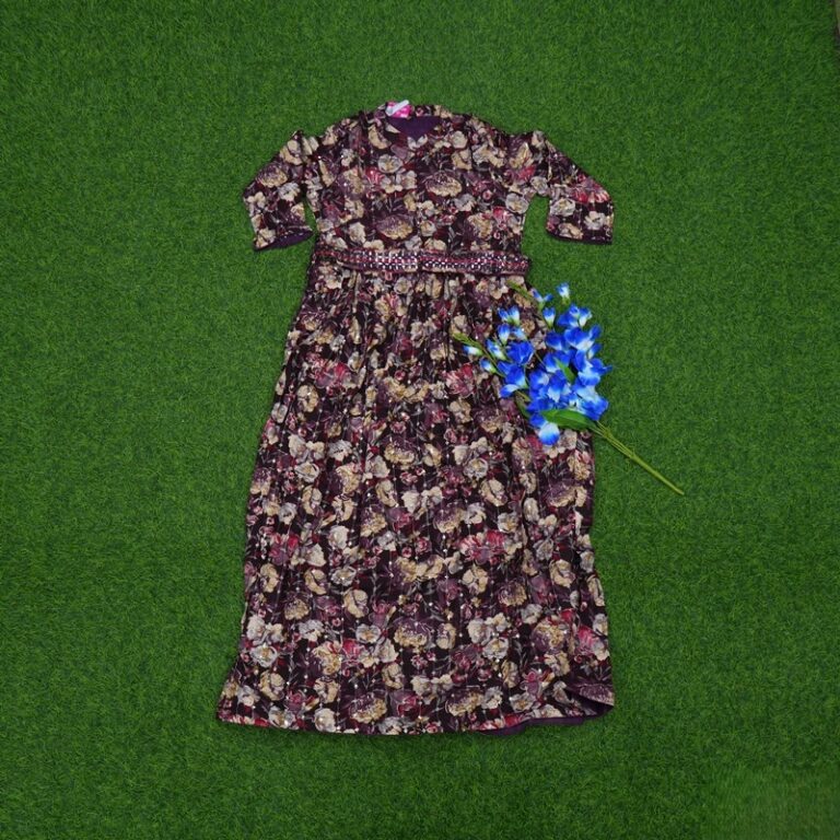 Maroon Color Color Floral Print Embroidered Anarkali Long Frock