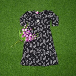 Black Color Geometric Ethnic and Floral Motif Print Designer Top