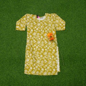Mustard Yellow and White Color Floral Printed Designer Top