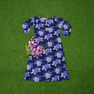 7 400 Navy Blue Color Hydrangea-Style Floral Bunch Print Designer Top