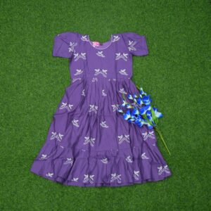 Lavender Color Dove Motifs Printed Designer Long Frock