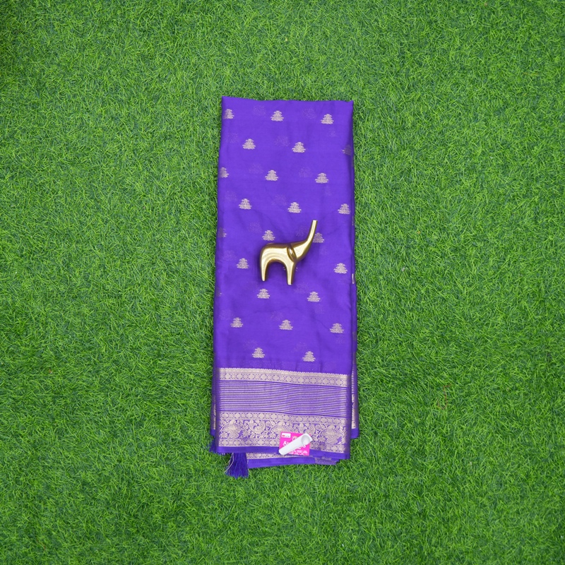 Purple Color Traditional Butta Motifs Banarasi Fancy Saree