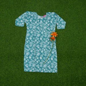 Mint Green and White Color Floral Printed Designer Top