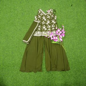 9 1950 Green Color Georgette Floral Embroidered Designer Sharara Set