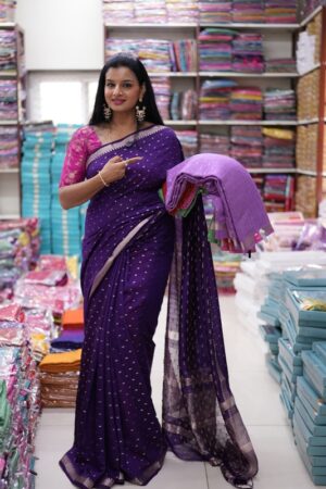 Purple Color Traditional Bandhani Butti Print Fancy Saree