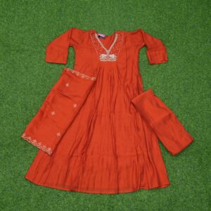 1 1800 orange Orange Color Party Wear Designer Dress