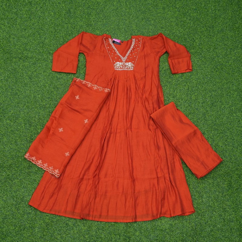 Orange Color Party Wear Designer Dress