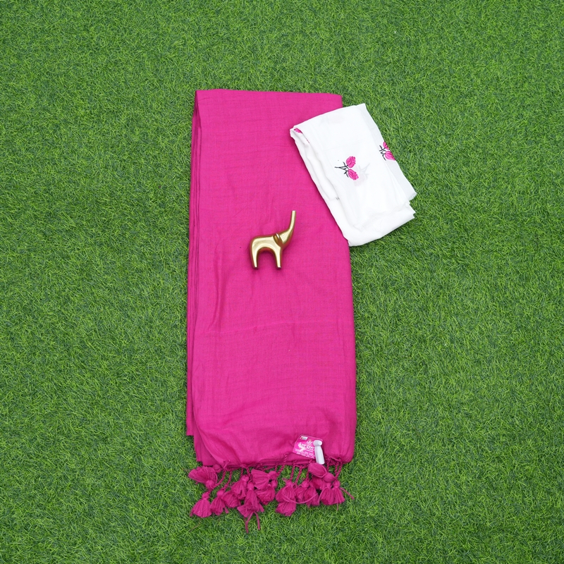 Pink and White Color Daily Wear Saree