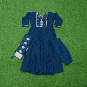 Peacock Blue Color Party Wear Designer Dress