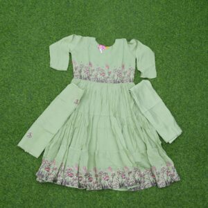 Green Color Thread Embroidered Party Wear Designer Dress
