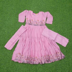 12 1870 peach Pink Color Thread Embroidered Party Wear Designer Dress