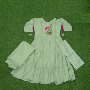 14 1950 green Green Color Thread Embroidered Party Wear Designer Dress