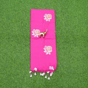 16 420 pink Pink Color Floral Thread Embroidered Cotton Saree