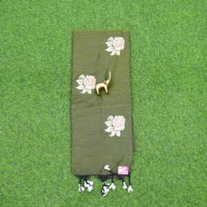 17 420 green Green Color Floral Thread Embroidered Cotton Saree