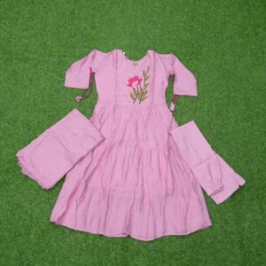 18 1950 pink Pink Color Thread Embroidered Party Wear Designer Dress