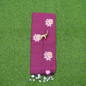 18 420 wine Wine Color Floral Thread Embroidered Cotton Saree