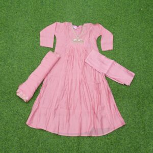 2 1800 pink Pink Color Party Wear Designer Dress