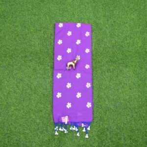 2 420 PURPLE Purple Color Floral Thread Embroidered Cotton Saree