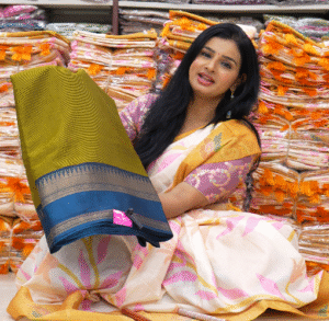 2 660 Mehendi Green and Navy Blue Color Traditional Chettinad Designer Saree