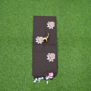 21 420 brown Brown Color Floral Thread Embroidered Cotton Saree