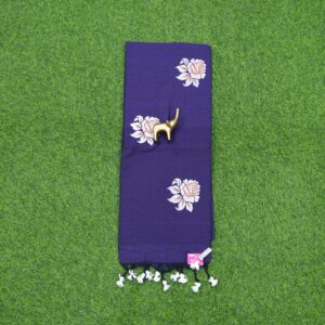 23 420 purple Violet Color Floral Thread Embroidered Cotton Saree
