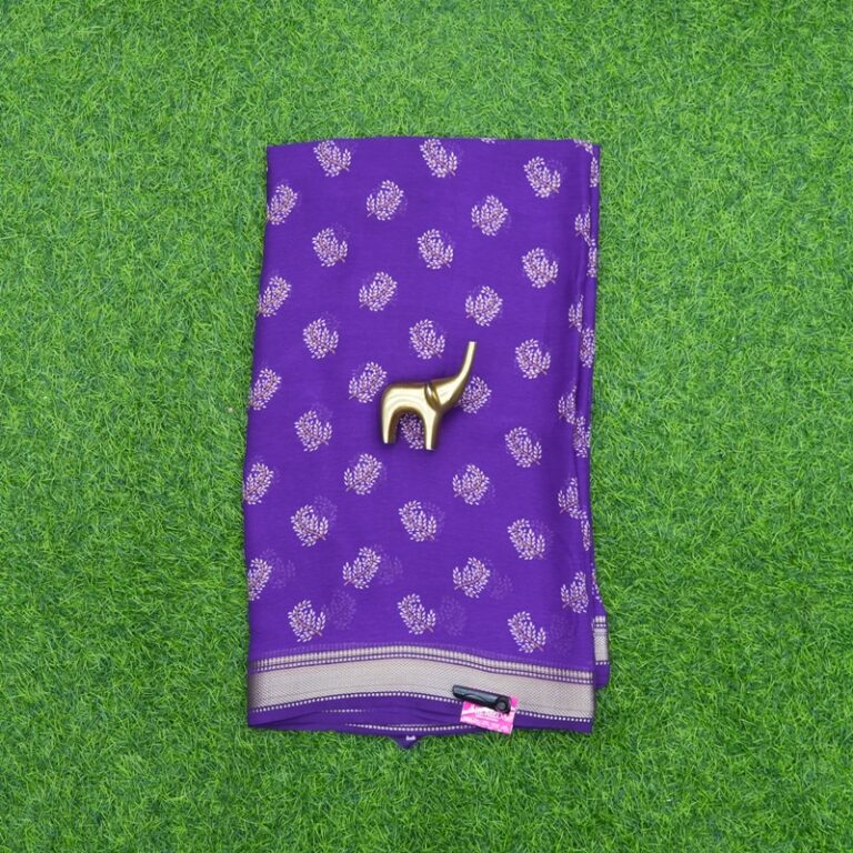 Violet Color Georgette Foil Print Saree with Zari Border