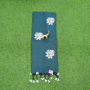 25 420 green Green Purple Color Floral Thread Embroidered Cotton Saree