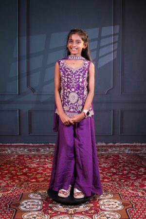 Purple Color Traditional Ethnic Embroidered Designer Sharara Set
