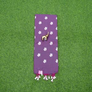 4 420 wine purple Wine Purple Color Floral Thread Embroidered Cotton Saree