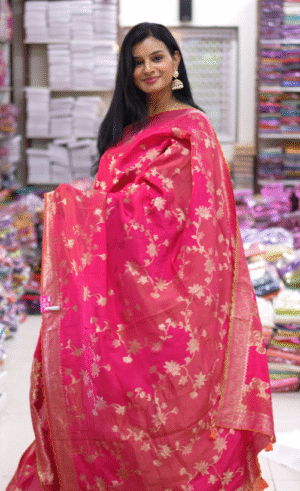 6 2480 Rani Pink Color Floral Embroidered Georgette Fancy Saree
