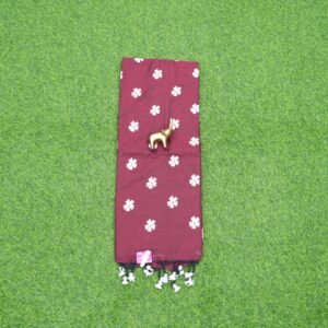6 420 maroon Maroon Color Floral Thread Embroidered Cotton Saree