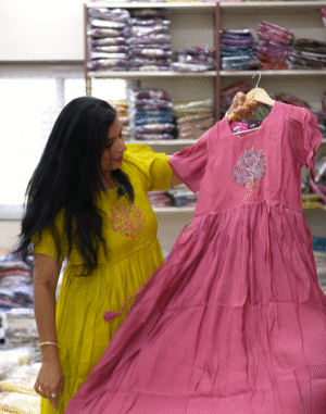 Peach Color Embroidered Anarkali Designer Frock