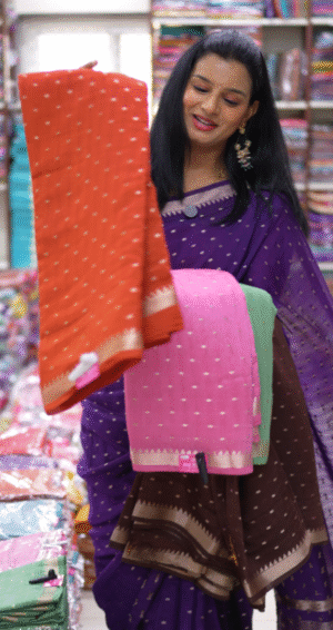 Orange Color Traditional Bandhani Butti Print Fancy Saree