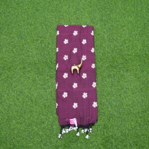 7 420 wine Wine Color Floral Thread Embroidered Cotton Saree