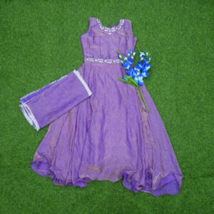 Violet Color Embroidered Georgette Designer Long Frock