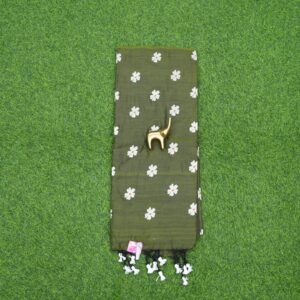 8 420 green Green Color Floral Thread Embroidered Cotton Saree
