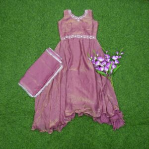 Onion Pink Color Embroidered Georgette Designer Long Frock