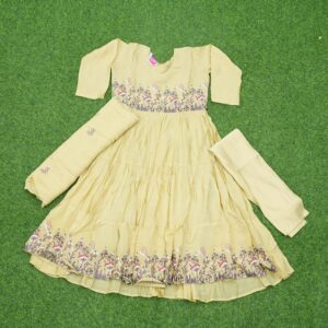 9 1870 crean enbroidered Cream Color Thread Embroidered Party Wear Designer Dress