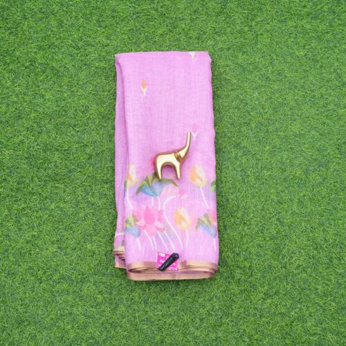 Pink Color Floral Color Pichwai Print Cotton Saree