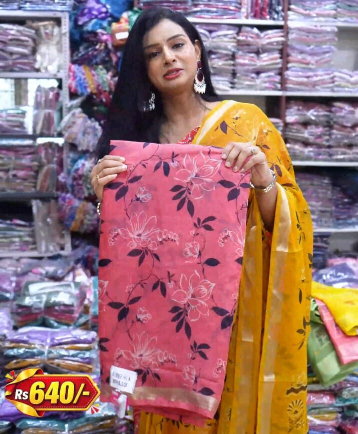 Pink Color Floral Printed Daily Wear Saree