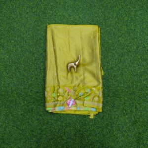 Green Lime Color Banarasi Silk Jamdani Fancy Saree
