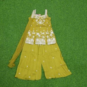 11 2840 Green Color Embroidered Georgette Sharara Set