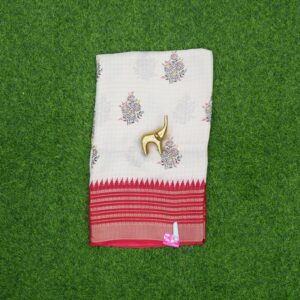 12 520 Cream and Red Color Traditional Floral Printed Designer Saree