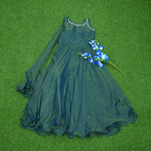 Bottle Green Color Georgette Anarkali Designer Long Frock